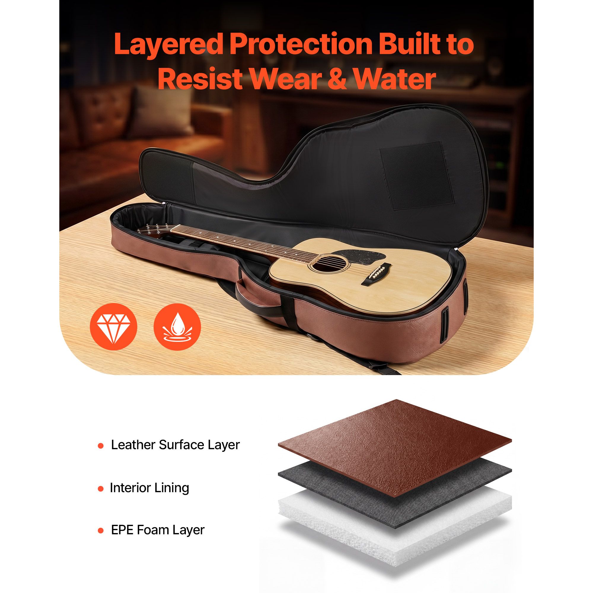 Acoustic Guitar Hard Case, 47. - đánh giá và giá Guitar Strap Padded